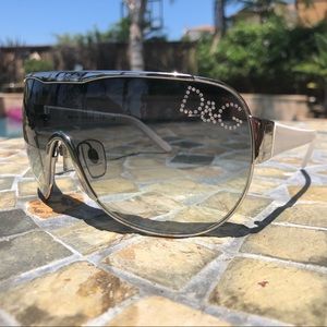 DOLCE & GABBANA SILVER WHITE FRAME SUNGLASSES